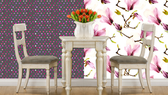 Watercolour Polka-Dots And Cherry Blossom Branches: A Pox On White Walls!